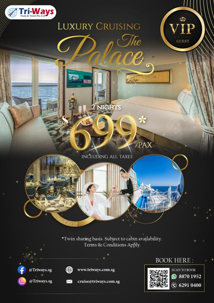 LUXURY CRUISING:  the Most Exciting & EXCLUSIVE V.I.P TREATMENT ON SEA , THE PALACE SUITE OF SEA, Sailing now till DECEMBER 2021